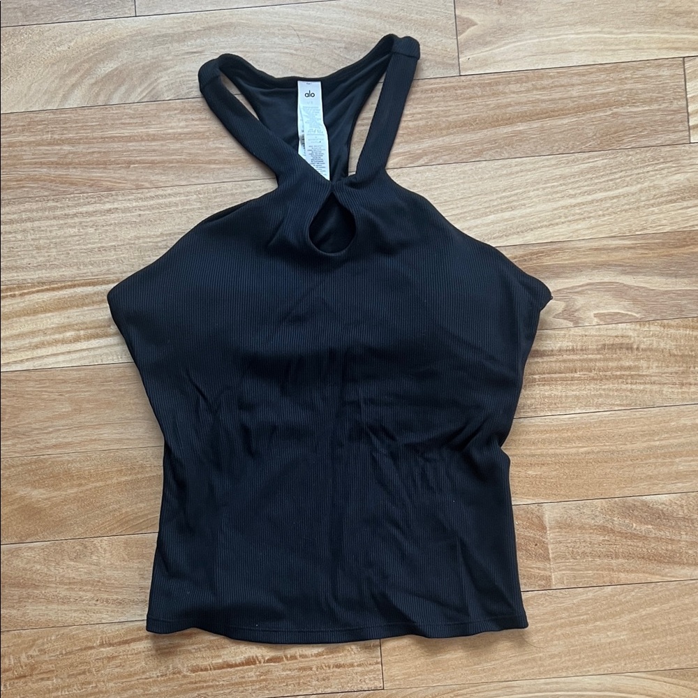 ALO Yoga Black Keyhole Tank Top